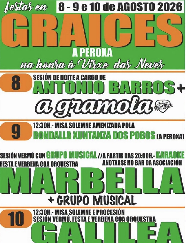 Graices festas peroxa 2026